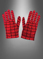 Ein Paar Spiderman-Handschuhe für Kinder in leuchtendem Rot, verziert mit schwarzen, netzartigen Linien, die vom legendären Marvel-Superhelden inspiriert sind, wird vor einem grauen Hintergrund mit Farbverlauf präsentiert – perfekt für jedes Kind, das von heldenhaften Abenteuern träumt.
