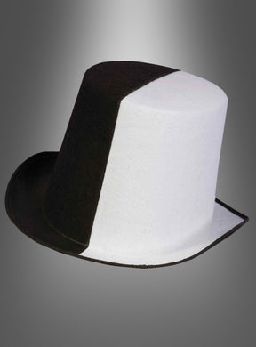 Wir präsentieren den „Zylinder schwarz-weiß“: Dieser auffällige zweifarbige Zylinder ist auf der einen Seite in elegantem Schwarz und auf der anderen in strahlendem Weiß gehalten und erinnert an den zeitlosen Look eines Harlekin-Kostüms. Für zusätzliche Eleganz wird er vor einem dezenten grauen Farbverlaufshintergrund präsentiert.