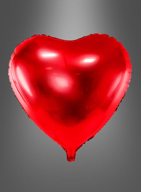 Ein leuchtend roter Herz-Folienballon – ein Geschenk für viele Anlässe, herzförmig und mit Helium gefüllt – ist in der Mitte vor einem eleganten grauen Hintergrund mit Farbverlauf abgebildet.