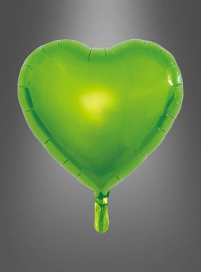 Der Herz-Folienballon – ein Geschenk für viele Anlässe in elegantem Grün, in Herzform – schwebt anmutig vor einem grauen Hintergrund mit Farbverlauf – ideal zum Befüllen mit Helium und zum Kombinieren mit schicken Ballongewichten.