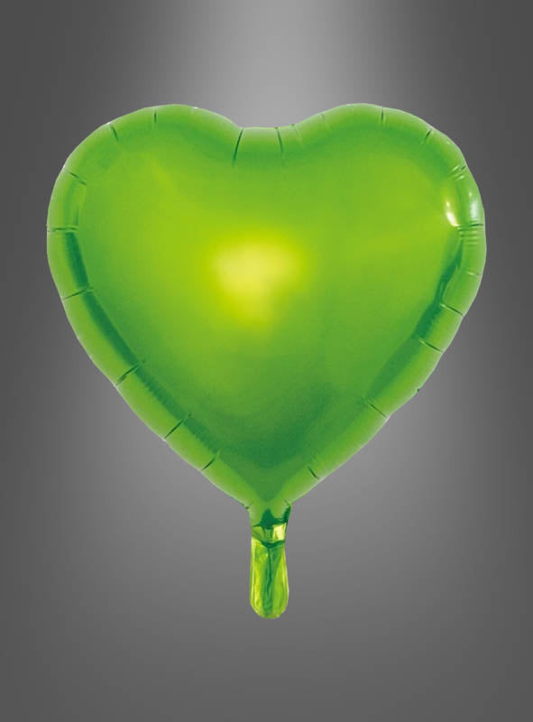 Der Herz-Folienballon – ein Geschenk für viele Anlässe in elegantem Grün, in Herzform – schwebt anmutig vor einem grauen Hintergrund mit Farbverlauf – ideal zum Befüllen mit Helium und zum Kombinieren mit schicken Ballongewichten.