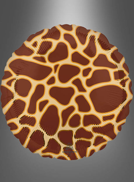 Ein „Giraffe“-Folienballon (Orbz-Kugel oder -Scheibe) mit einem braun-beigen Giraffenmuster vor einem grauen Farbverlaufshintergrund – ideal als auffälliges Deko-Element für jede Dschungel-Mottoparty.