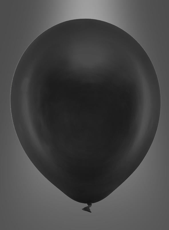 Ein einzelner schwarzer Heliumballon, der an „Glanzvolle Party-Ballons“ in Spitzenqualität erinnert, schwebt vor einem schlichten, grau verlaufenden Hintergrund.