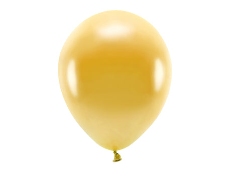 Ein einzelner aufgeblasener gelber Luftballon mit einem zugeknoteten Ende, isoliert vor weißem Hintergrund – perfekt als „Öko Luftballons Partydeko glanzoptik“ für nachhaltige Feiern.