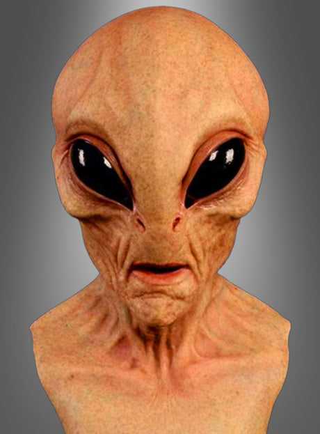 Wir präsentieren die „Alien Maske Roswell für Erwachsene“: eine realistische Büste mit kahlem Kopf, großen schwarzen Augen und strukturierter Haut, die dem klassischen Aussehen der Außerirdischen aus Area 51 und Roswell nachempfunden ist – ideal, um bei jedem Anlass eine außerirdische Atmosphäre zu schaffen.