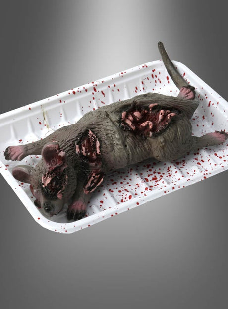 Klar! Hier ist eine überarbeitete Version unter Verwendung Ihrer Produktdaten: Verleihen Sie Ihrer Party gruseligen Realismus mit der „Blutige Zombie-Tiere“-Halloween-Tischdekoration – einem detailreichen Modell einer sezierten Ratte mit freiliegenden Organen auf einem weißen Tablett, übersät mit roten Flecken und vor einem grauen Hintergrund – ideal als schauriger Tischschmuck oder gruselige Dekoration für Ihre nächste Halloween-Party.