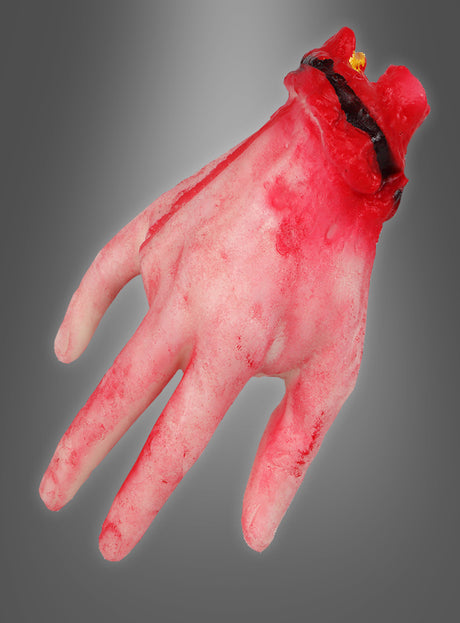 Die Halloween-Dekoration „Abgetrennte Hand“ ist eine realistisch gestaltete künstliche abgetrennte menschliche Hand, die durch ihre rote Färbung Blut und freiliegendes Gewebe nachahmt. Sie eignet sich perfekt als Halloween-Dekoration oder für Ihre nächste Horrorparty und wird vor einem grauen Hintergrund mit Farbverlauf präsentiert.