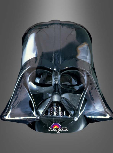 Ein Folienballon „Darth Vader SuperShape“ (63 cm) in Form von Darth Vaders Helm ist vor einem grauen Hintergrund mit Farbverlauf abgebildet, unten ist das Anagram-Logo zu sehen.