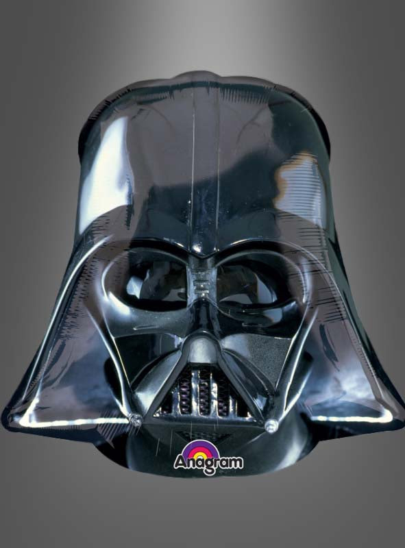 Ein Folienballon „Darth Vader SuperShape“ (63 cm) in Form von Darth Vaders Helm ist vor einem grauen Hintergrund mit Farbverlauf abgebildet, unten ist das Anagram-Logo zu sehen.