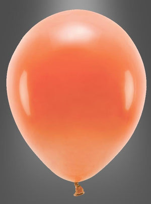 Ein biologisch abbaubarer Luftballon zur Partydekoration in leuchtendem Orange mit fest verknotetem Ende ist vor einem schlichten grauen Hintergrund abgebildet. Dieser Luftballon eignet sich sowohl ideal als Partydekoration als auch für Geburtstagsfeiern und ist dank seines biologisch abbaubaren Materials eine umweltfreundliche Wahl.