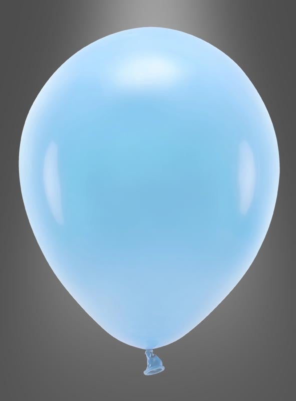 Ein einzelner aufgeblasener blauer Luftballon „Partydeko – biologisch abbaubar“ ist vor einem schlichten grauen Hintergrund abgebildet und eignet sich somit perfekt als umweltfreundliche Partydeko.
