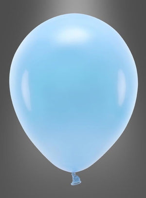 Ein einzelner aufgeblasener blauer Luftballon „Partydeko – biologisch abbaubar“ ist vor einem schlichten grauen Hintergrund abgebildet und eignet sich somit perfekt als umweltfreundliche Partydeko.