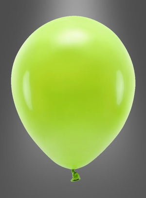 Ein einzelner aufgeblasener Luftballon „Partydeko“ – biologisch abbaubar, perfekt für die Partydekoration und umweltfreundlich – ist vor einem grau verlaufenden Hintergrund abgebildet.