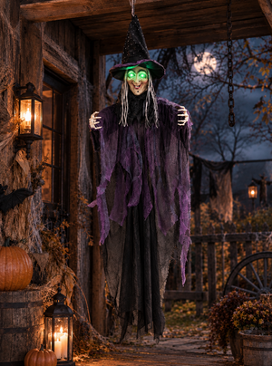 Sprechende Hexe 183cm mit LED Augen