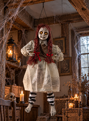 Schaukelnde Zombie Puppe 80cm animiert