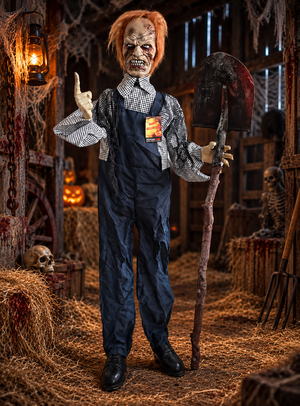 Zombie Totengräber mit Schaufel 160cm animiert