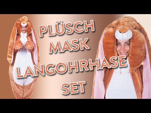 Plüschmaske Langohrhase und Schwanz waschbar