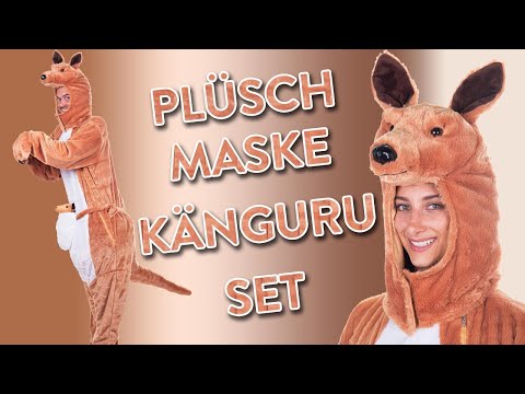 Plüschmaske Känguru Set Schwanz und Beutel waschbar