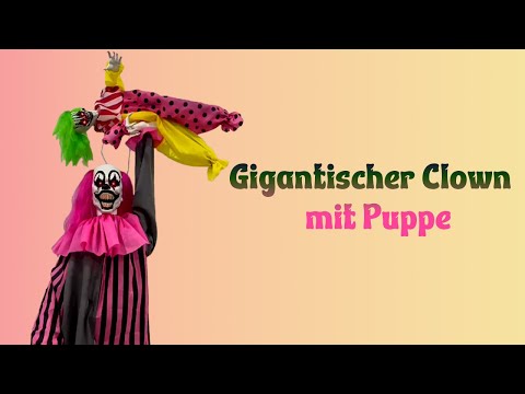 Clown Deko animiert 210cm mit Puppe