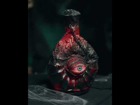 Halloween Flasche 21cm mit Auge und Totenkopf