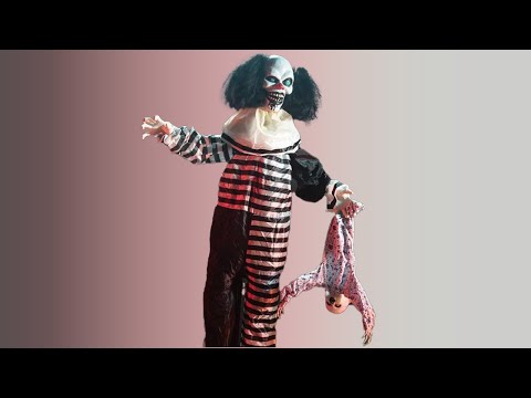 Animierter Clown mit Kind 170cm  Deko mit Bewegungsmelder