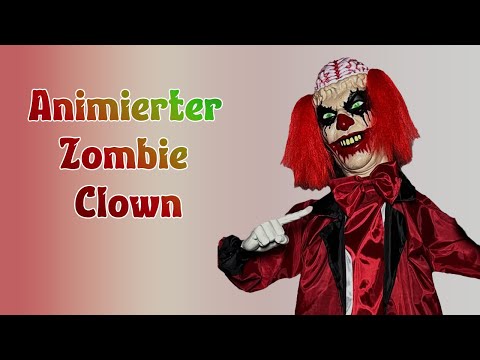Animierter Zombie Clown 170cm Halloween Deko