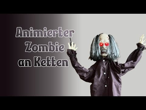 Lebensgroßer Zombie 185cm an Ketten animiert