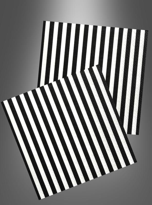 Servietten schwarz-weiß gestreift » Kostümpalast