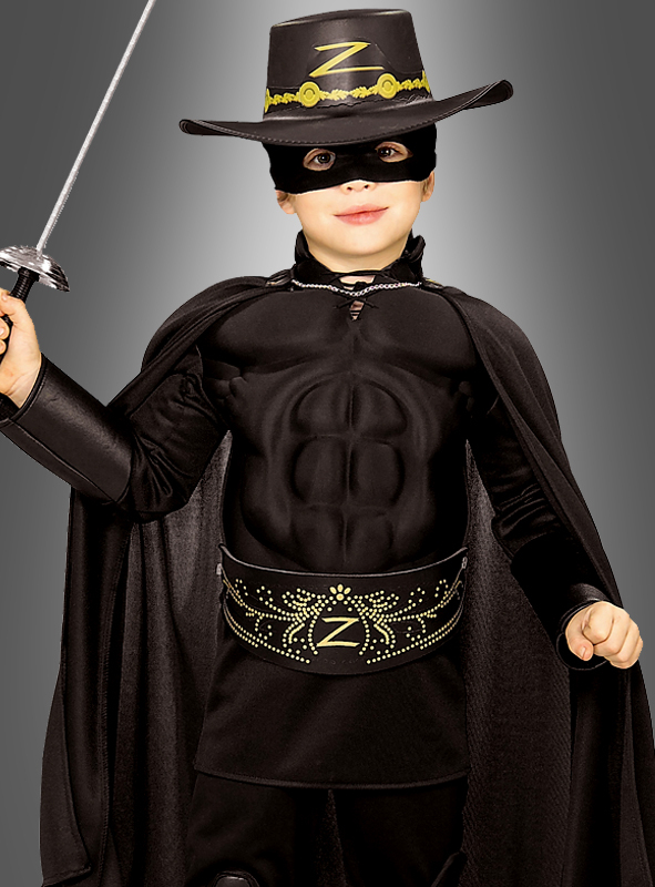 Zorro Kostüm für Kinder mit Zorro Maske und Hut