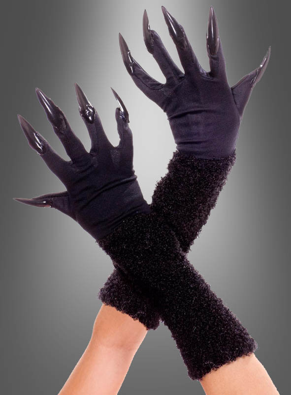 Krallen Handschuhe für Damen schwarz bei Kostümpalast