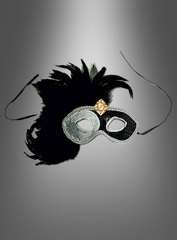 Venezianische Maske schwarz weiß » Kostümpalast