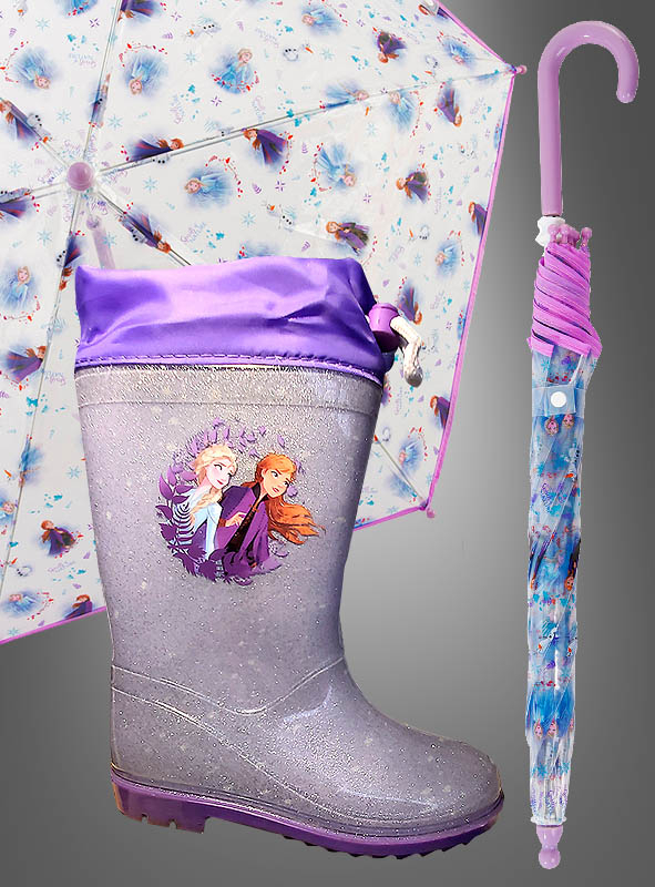 Elsa Gummistiefel und Regenschirm aus Frozen II