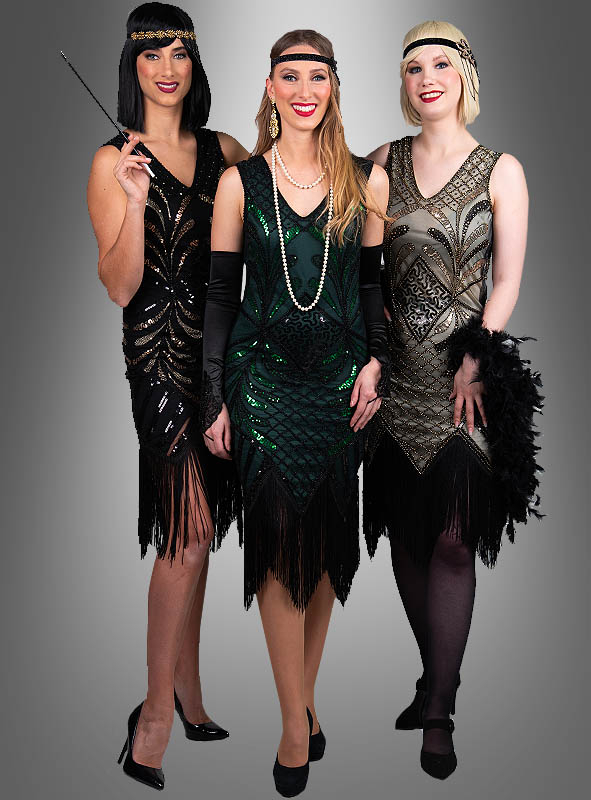 Flapper Kleid mit angenähten Pailletten für Damen