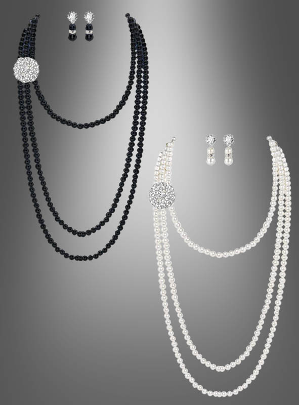 Perlenkette mit Ohrringen hier bestellen » Kostümpalast