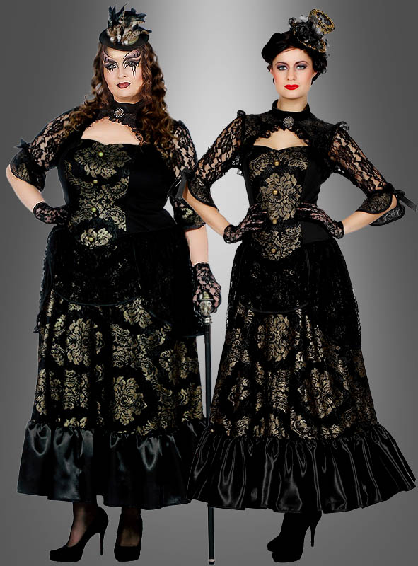 Gothic Kleid lang schwarz-gold bei » Kostümpalast