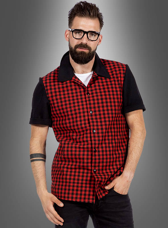 Hemd Rockabilly Style rot-schwarz kariert für Herren