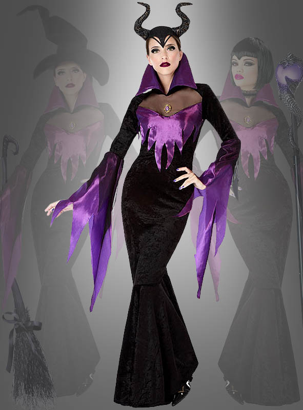Wandelbares Halloween Kleid schwarz-lila für Damen