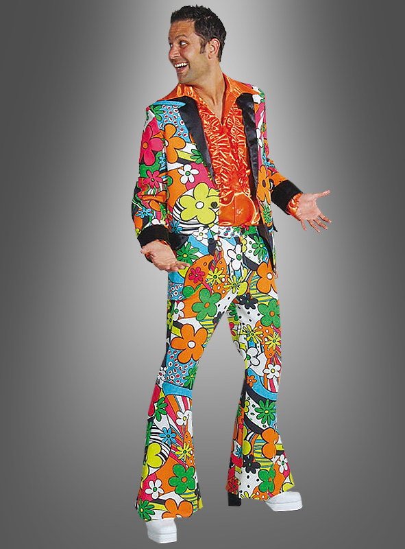 70er Jahre Kleidung Männer Disco Flower Power Neon