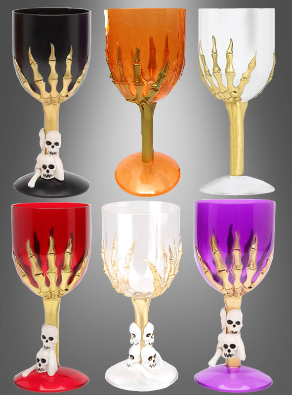 Halloween Weinglas mit Skeletthand » Kostümpalast