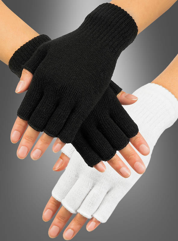 Fingerlose Strick Handschuhe schwarz oder weiß