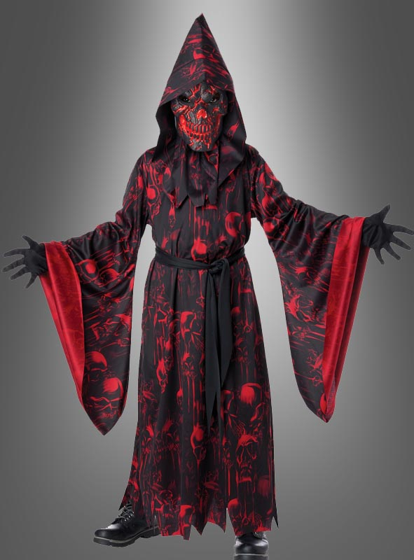 Leuchtende Halloween Robe für Kinder Feuer Dämon rot