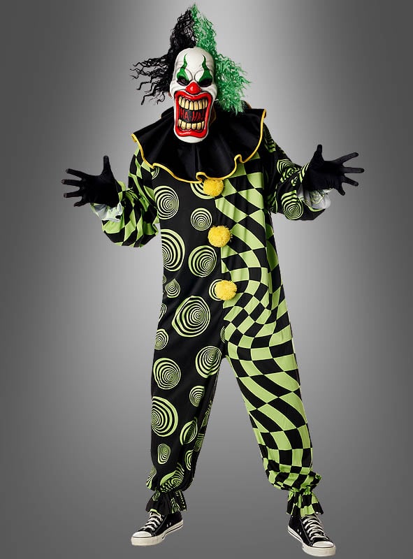 Gruseliger Halloween Clown Herren grün-schwarz