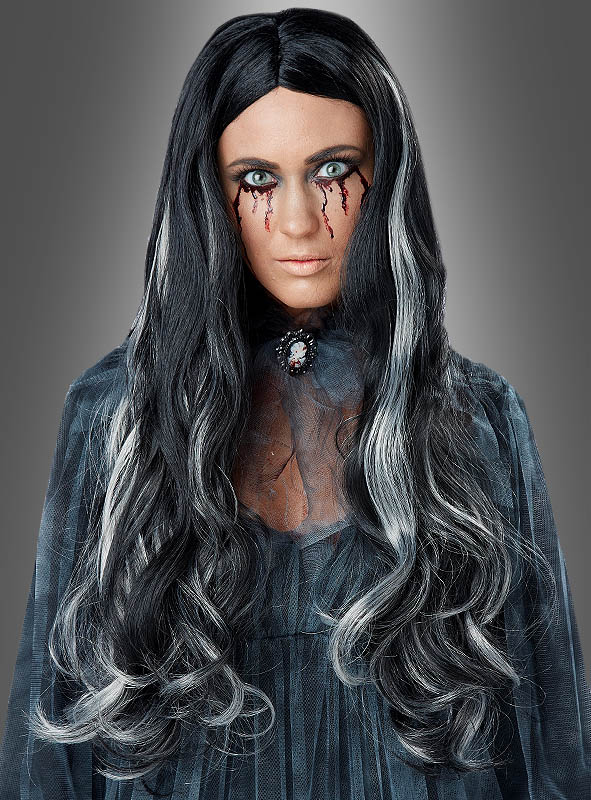 Bloody Mary Long Hair Wig black grey » Kostümpalast.de