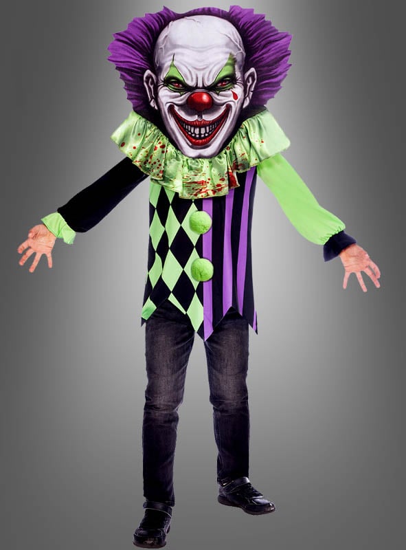 Horror Clown Kostüm Kinder mit riesen Maske