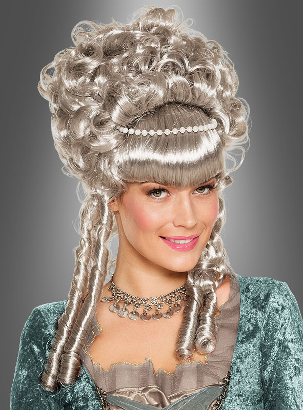 Grey Baroque Wig with Pearls » Kostümpalast.de