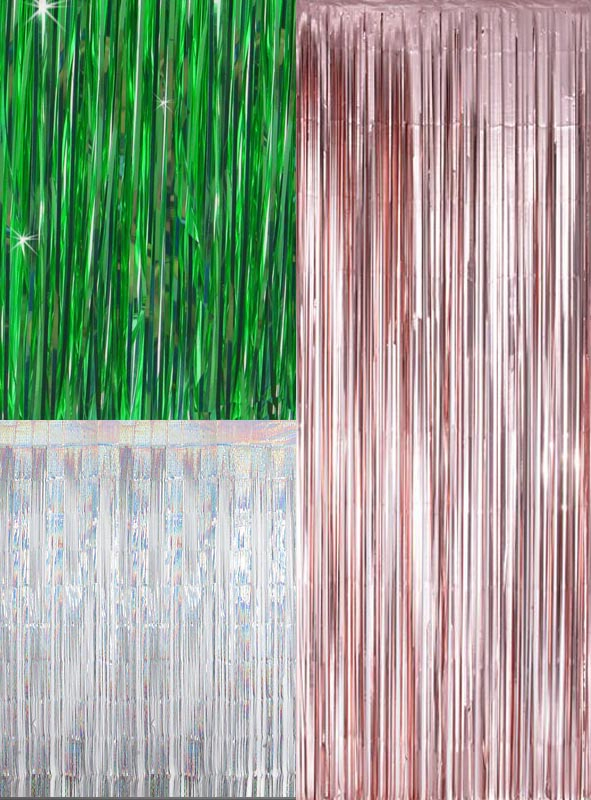 Lametta Party Vorhang schillernd, grün oder rosa | eBay