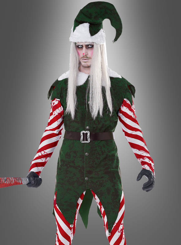 Horror Weihnachtself Kostüm grün-rot » Kostümpalast