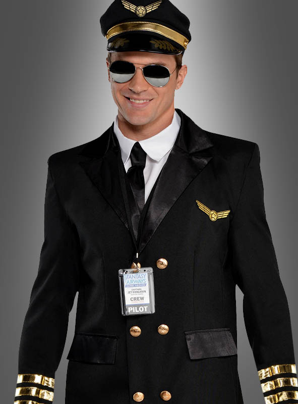 Pilot Uniform for Men black » Kostümpalast.de
