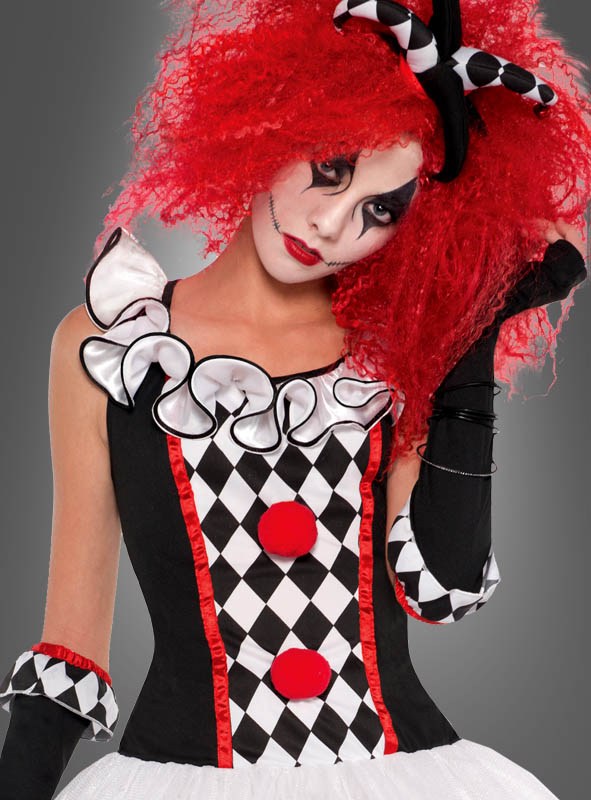 Harlekin Clownfrau mit viel Zubehör - Clown Damen Kostüm zum Karneval - NEU  | eBay