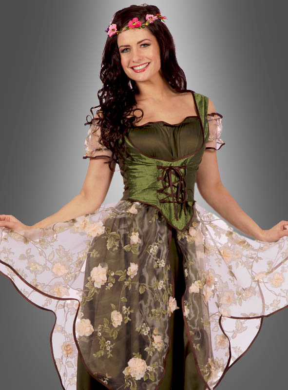 Kleid mit Blumen Waldfee Kostüm Damen » Kostümpalast